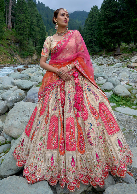 Designer Bridal Cream Lehenga Choli