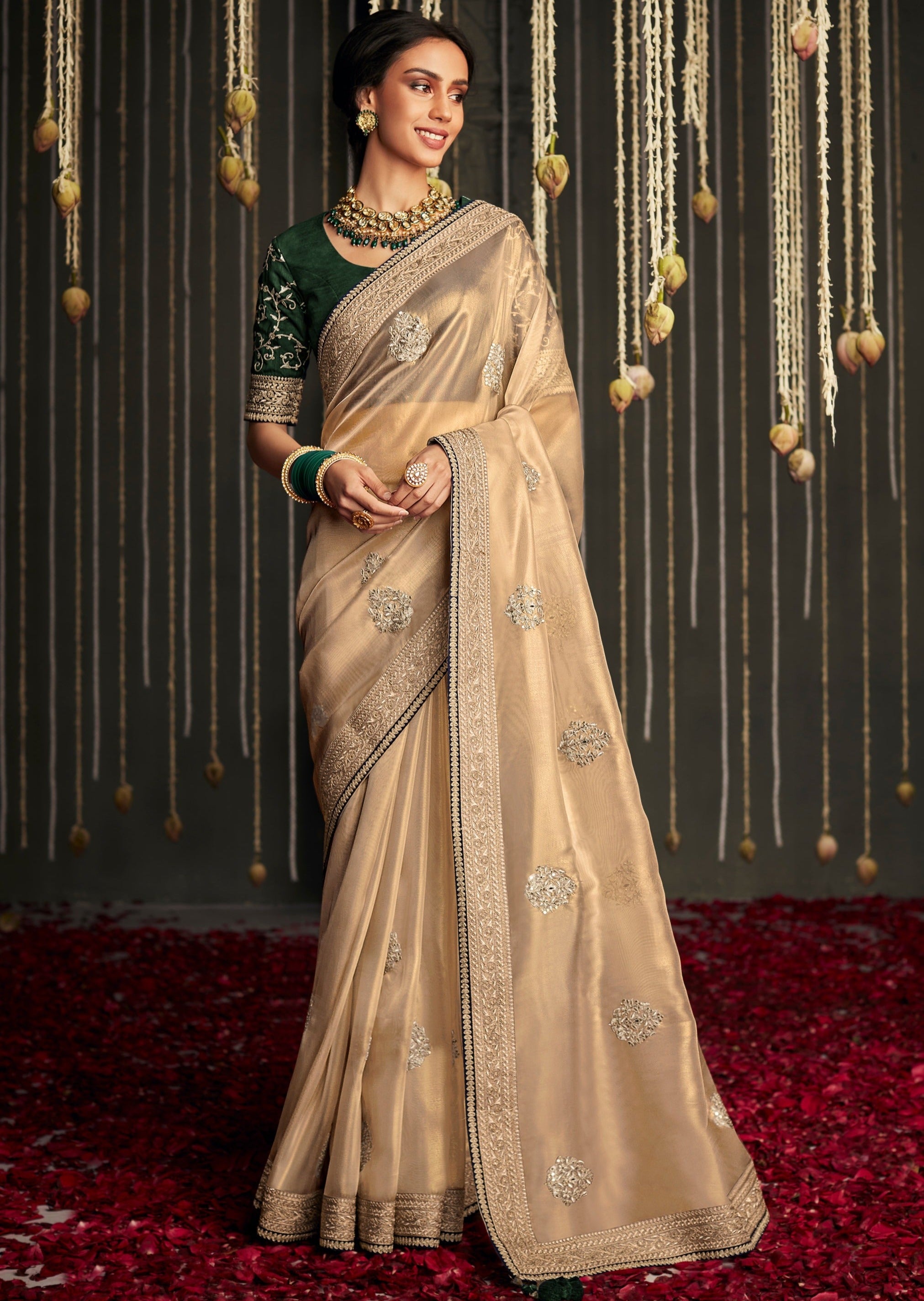 Designer Organza Silk Tissue Organza Sarees Price Buy Hand Work