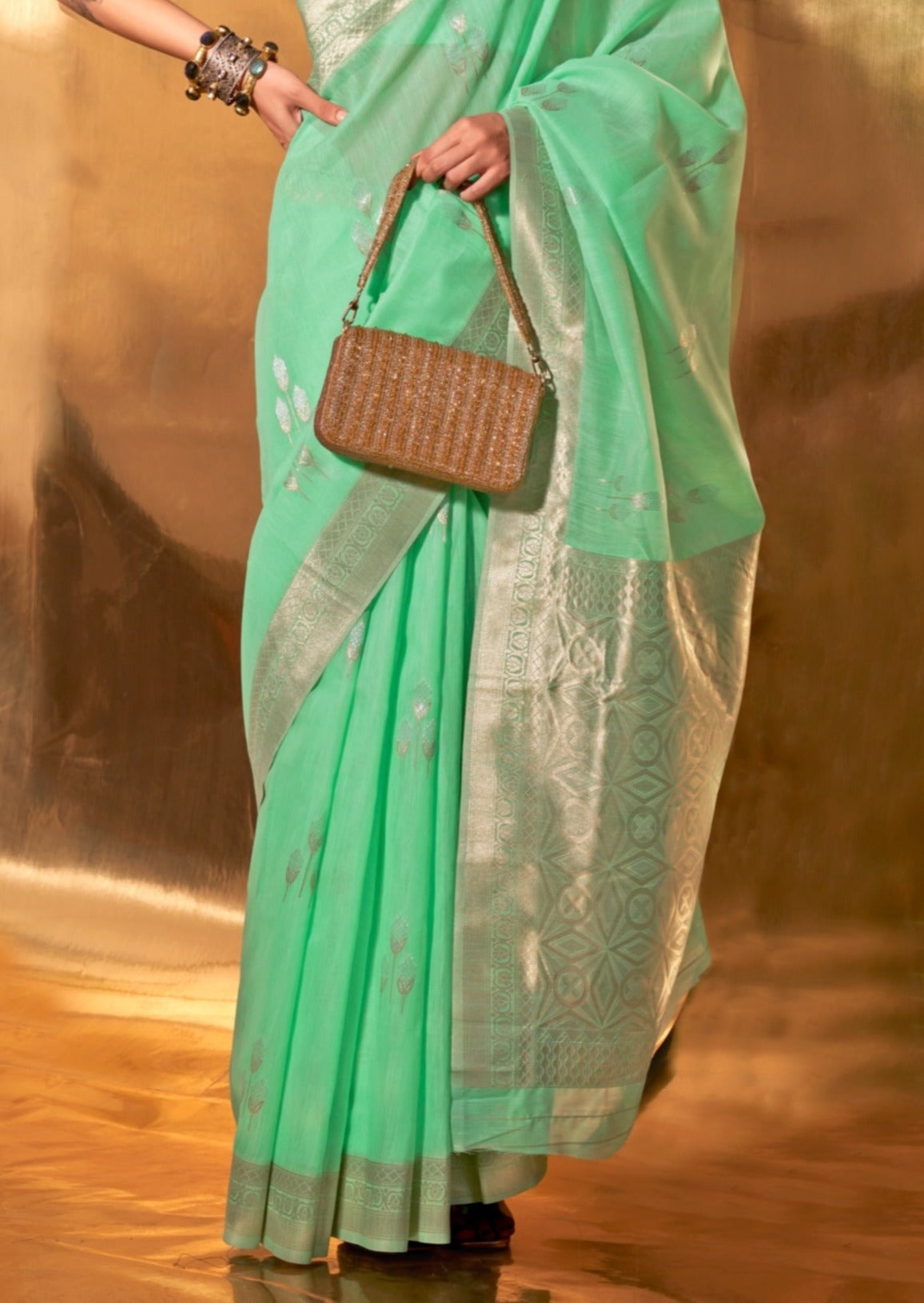 Green linen silk handloom saree india usa online shopping with price.