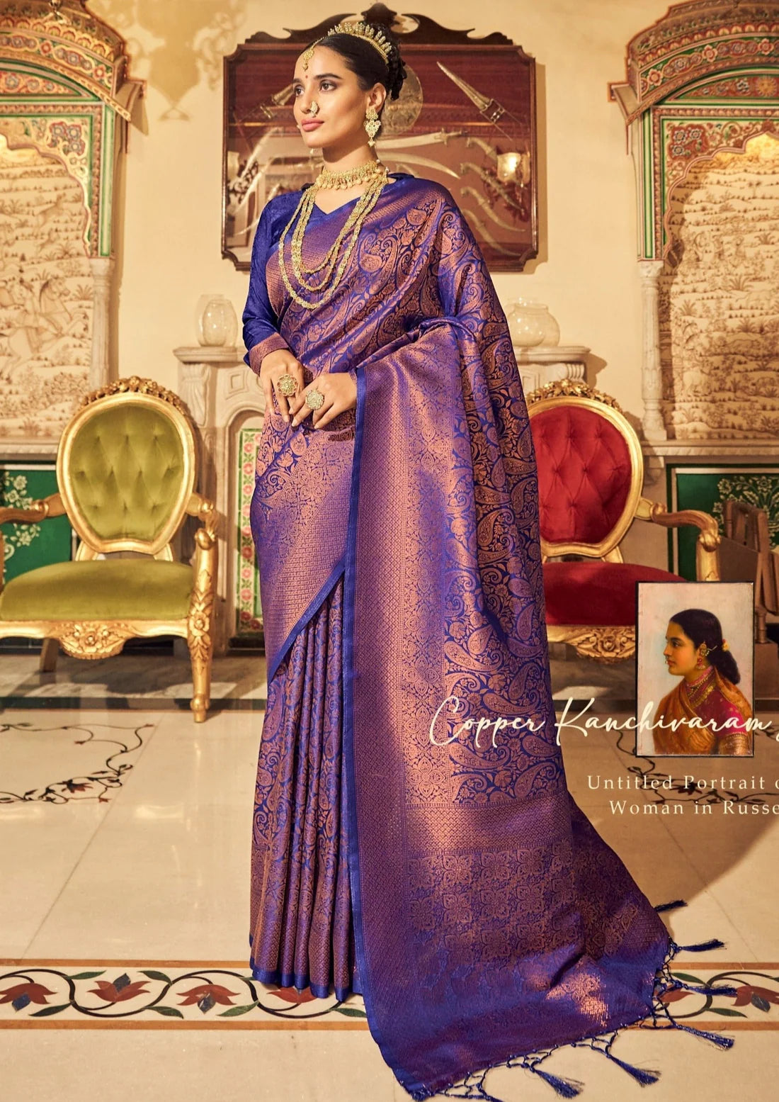 Handloom violet purple kanjivaram silk saree online shopping with price usa.