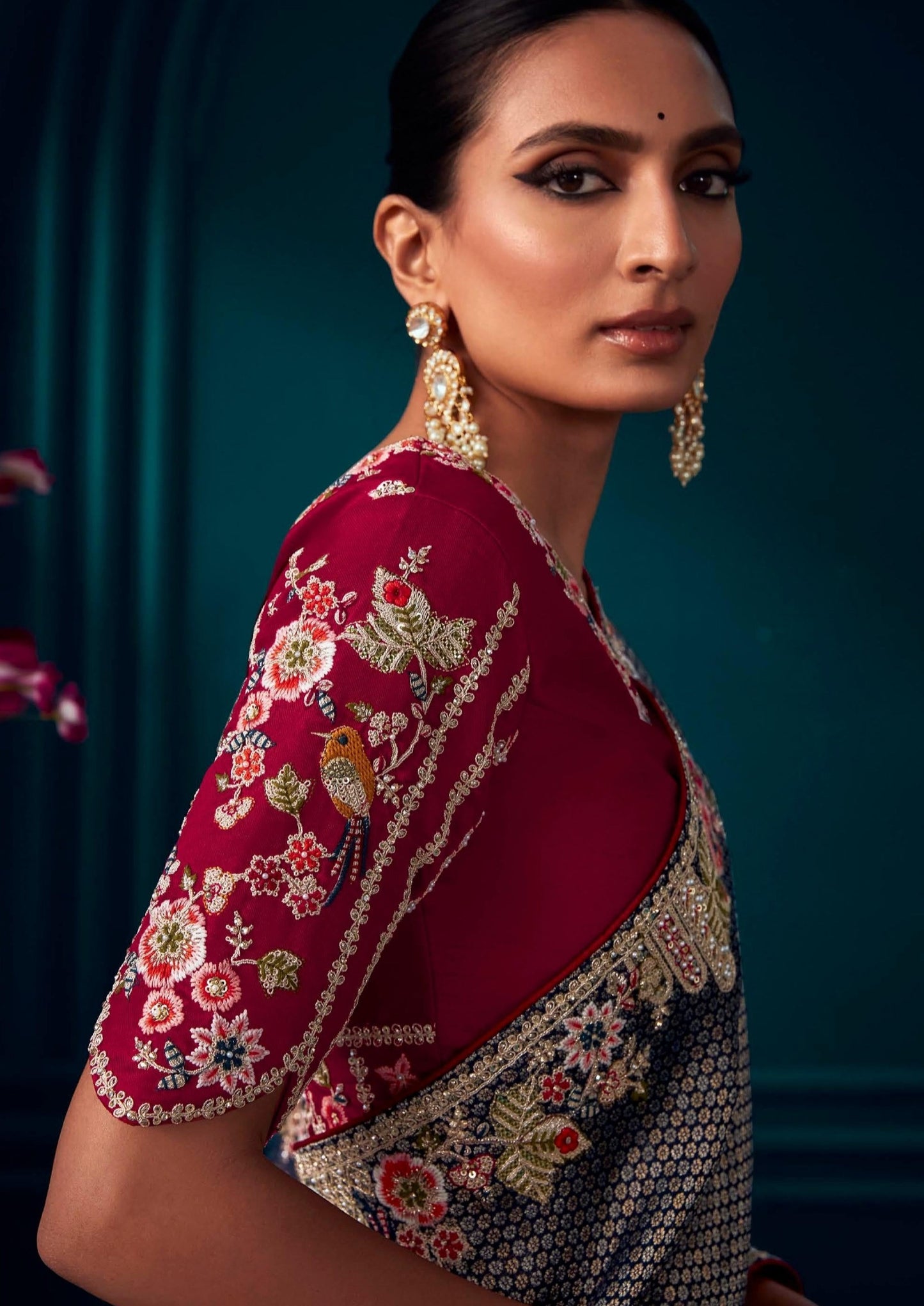 Hand embroidery banarasi silk silver black party wear saree online usa uk uae.