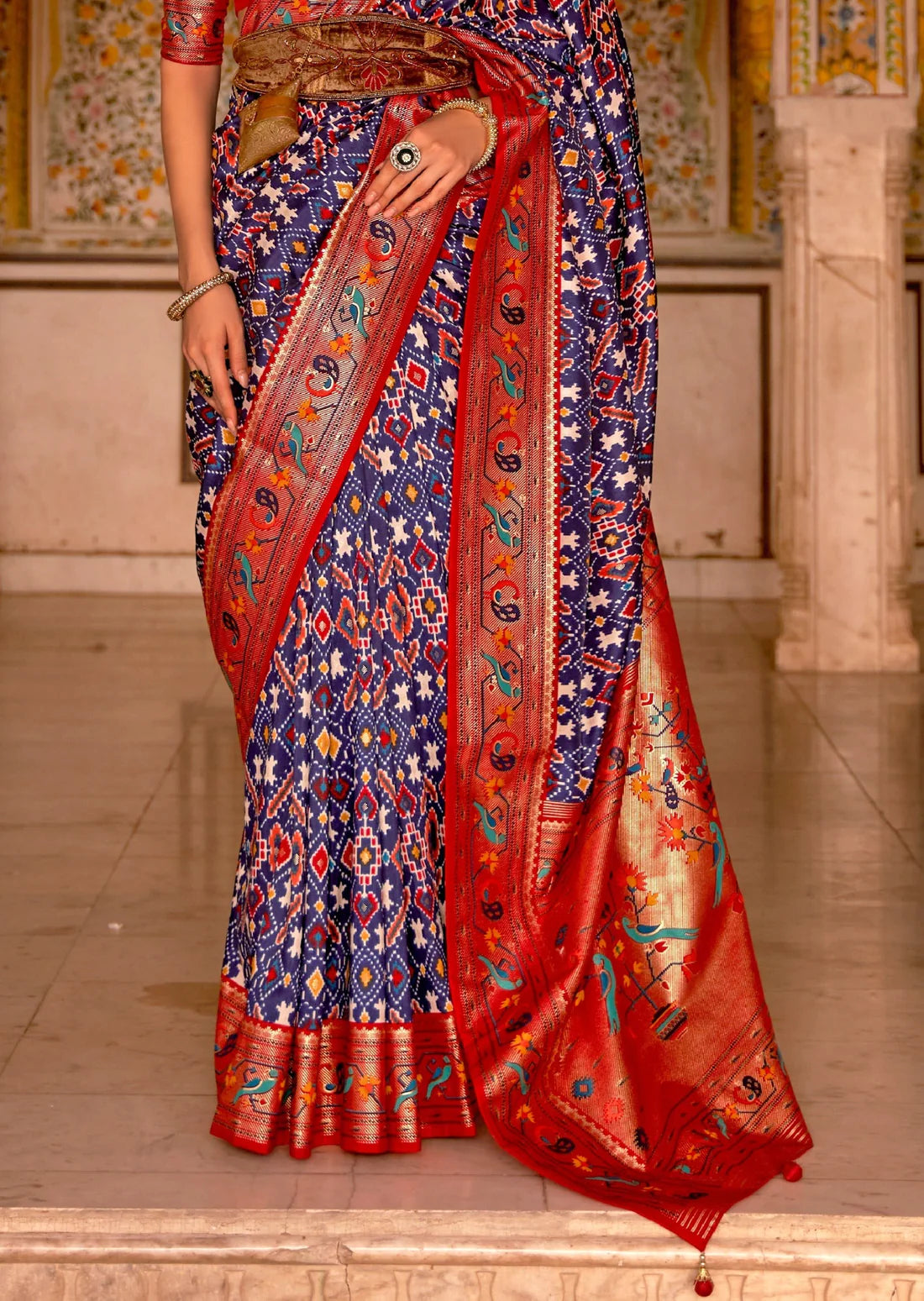 Patola paithani sarees blue color online shopping.