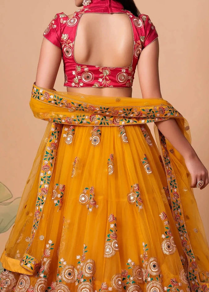 Yellow & Red Designer Bridal Lehenga Choli