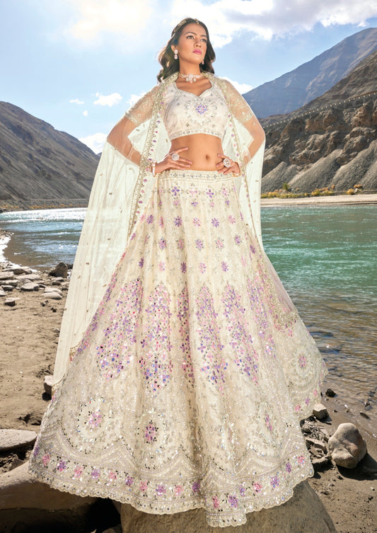Ivory white designer engagement lehenga choli in luxury designs online usa uk uae.