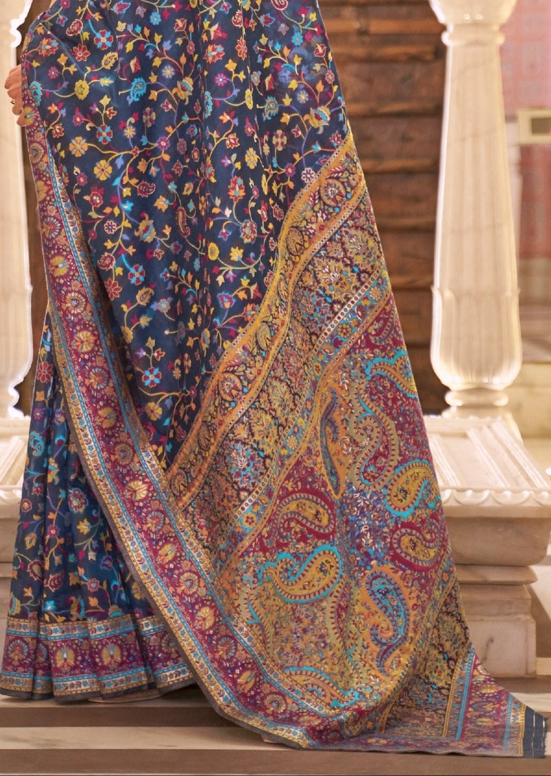 Kashmiri jamawar silk tanchoi pashmina sarees online shopping india buy.