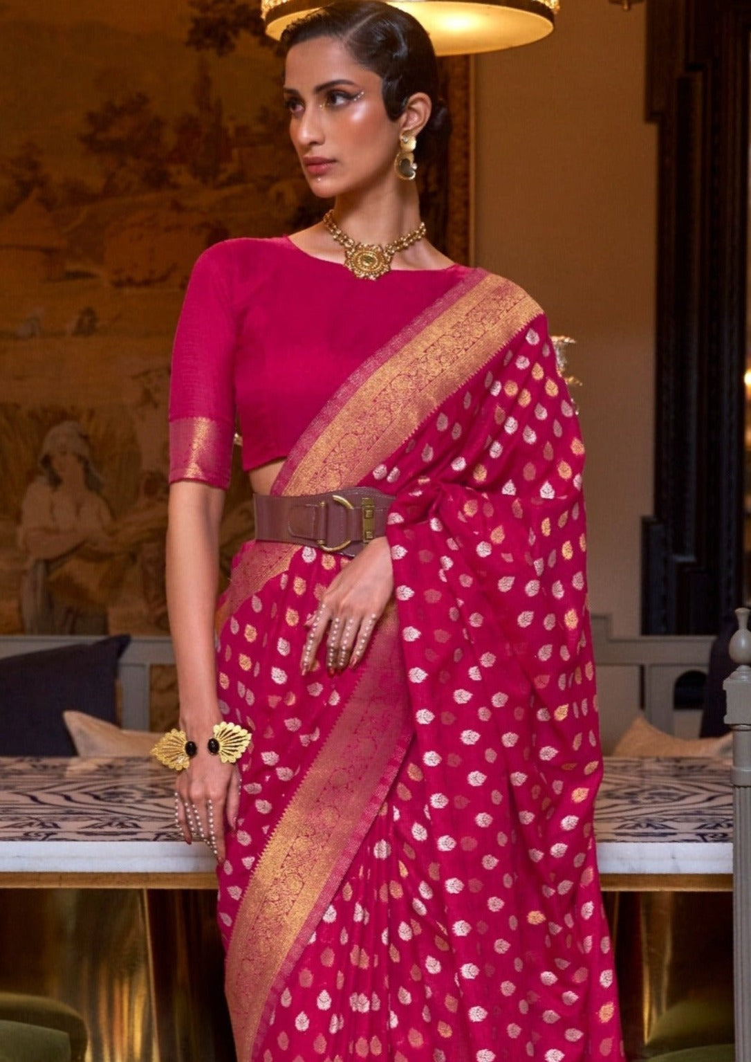 Woman's pure khaddi georgette banarasi saree online india usa.