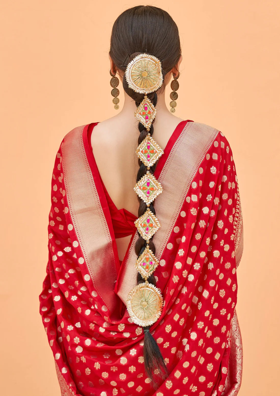 Red khaddi georgette banarasi saree online zari design.