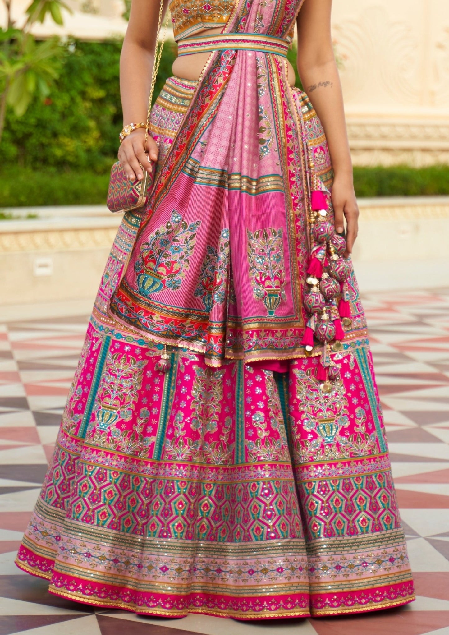 Light Pink Designer Silk Bridal Lehenga Design
