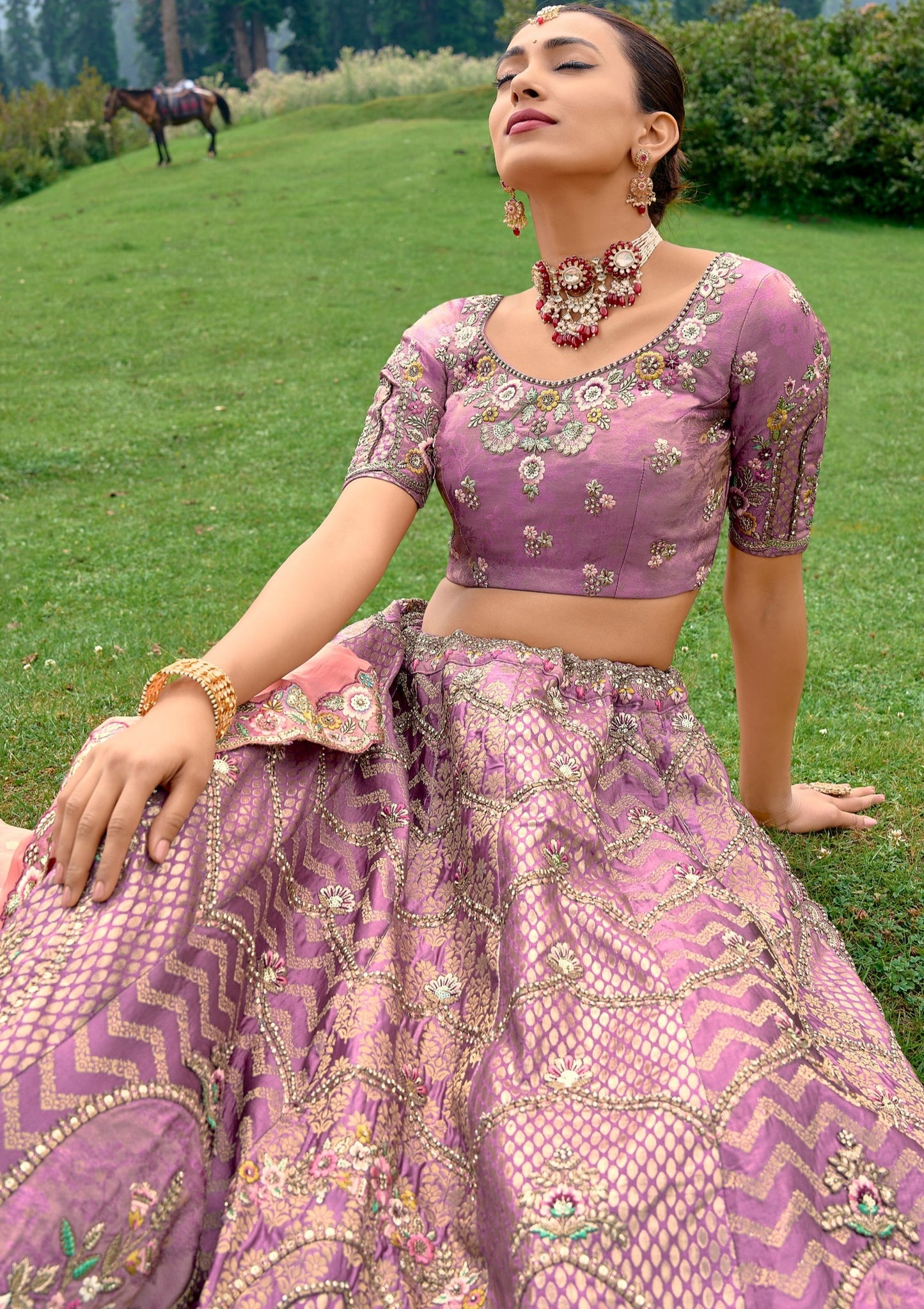Luxury banarasi silk designer lehenga choli traditional design online usa uk uae.
