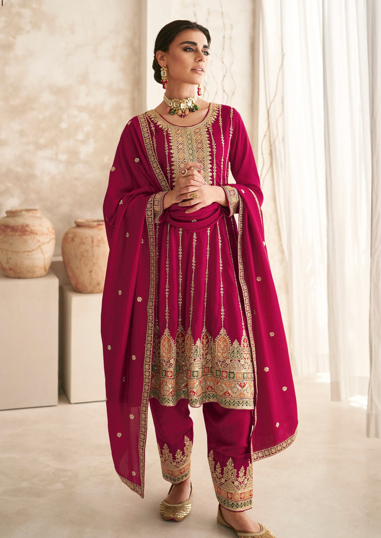 Red Silk Bridal Salwar Suit With Dupatta