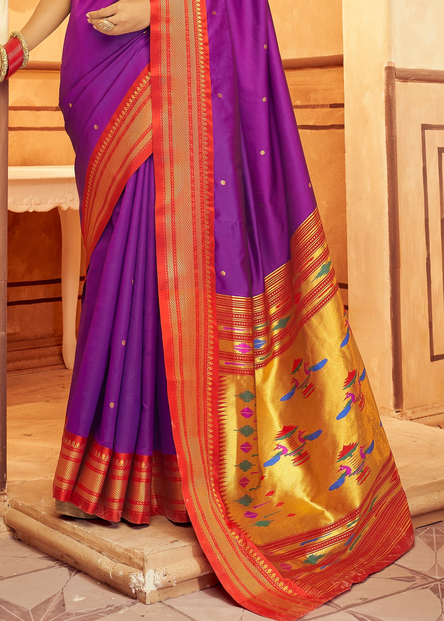 Magenta pink paithani silk saree online shopping sale with price.