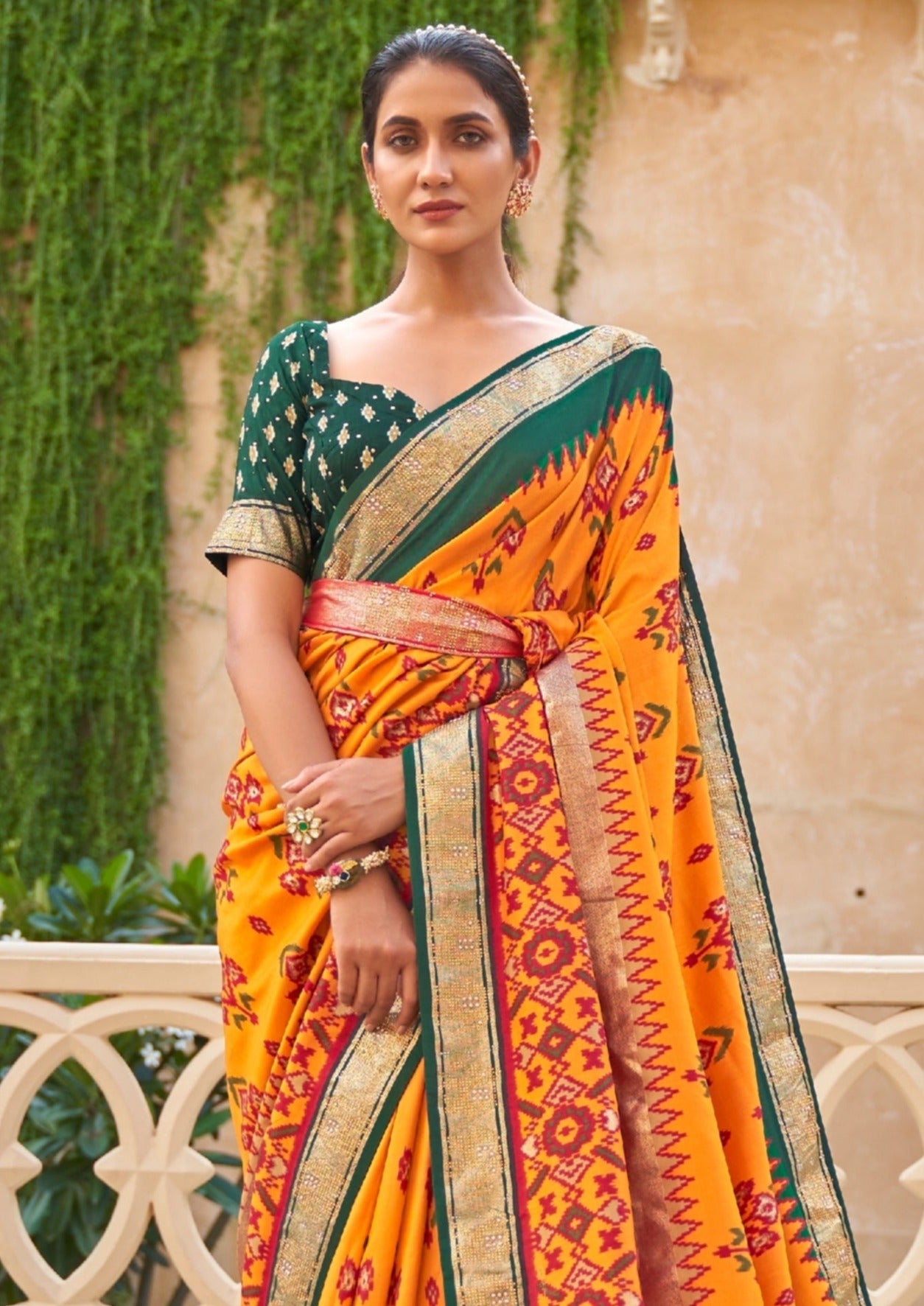 Patola Silk Yellow Ikkat Saree