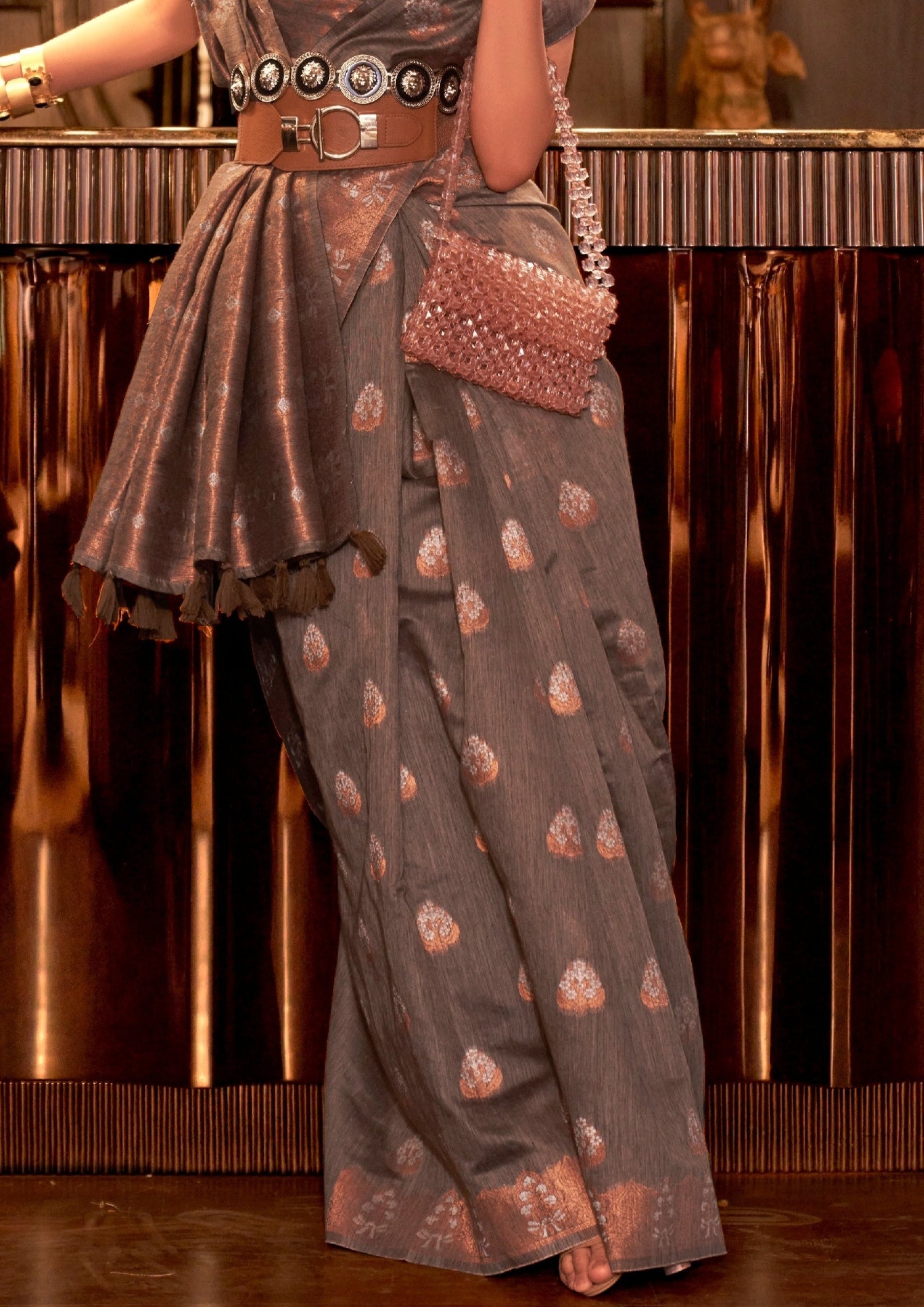 Pure banarasi linen handloom saree zari work online shopping with price india uk.