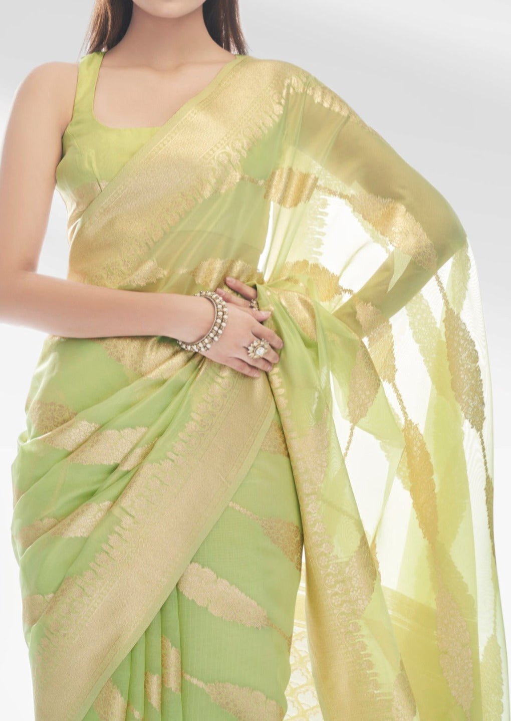 pure-banarasi-organza-lime-green-saree