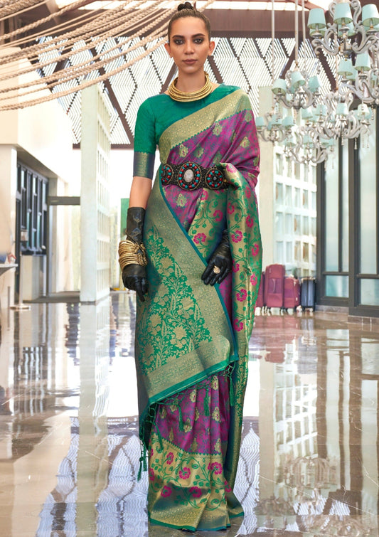 Pure Banarasi Silk Handloom Bridal Saree (Magenta Pink)