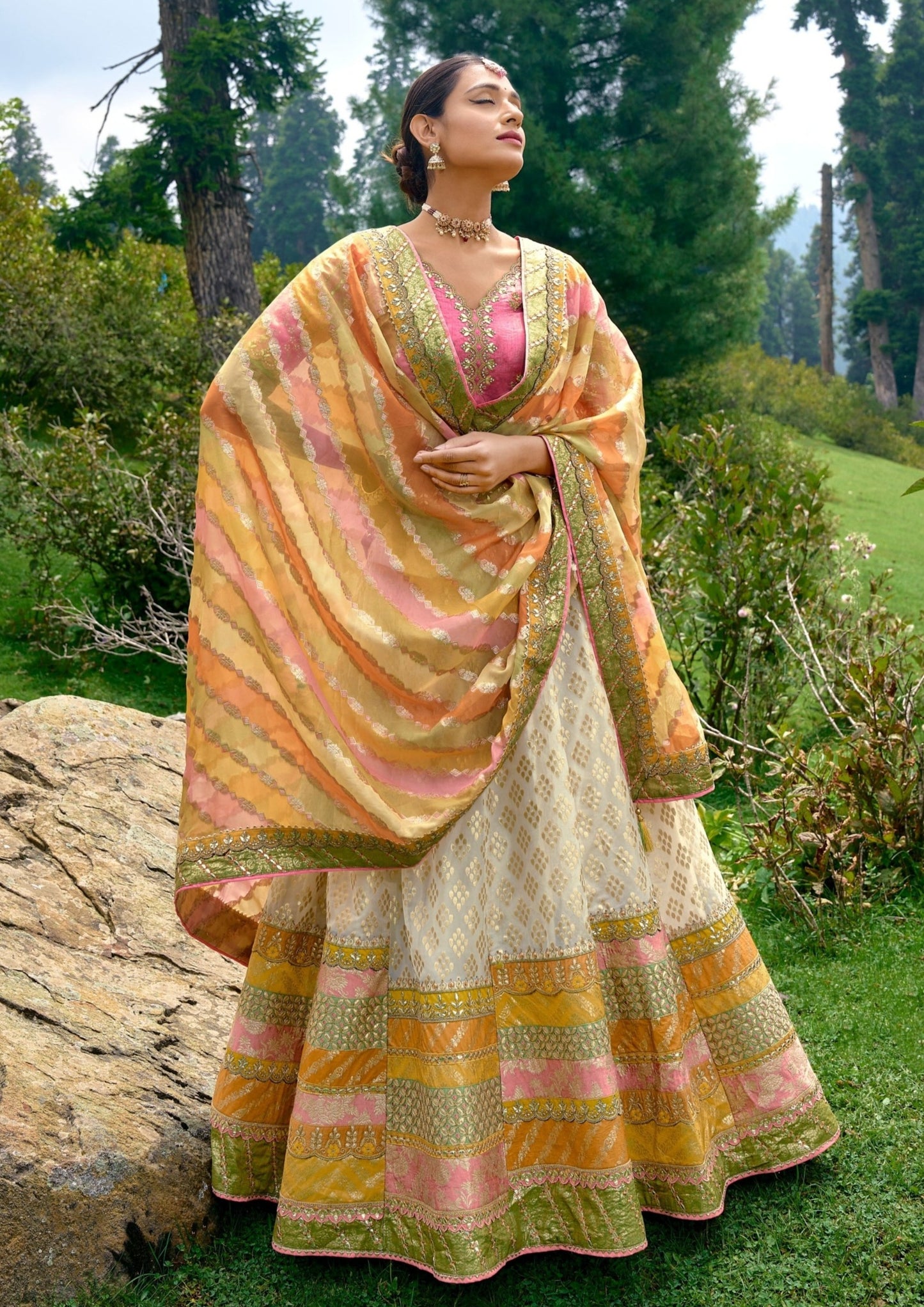 Pure banarasi silk white lehenga choli online shopping london uk usa for bridesmaids.