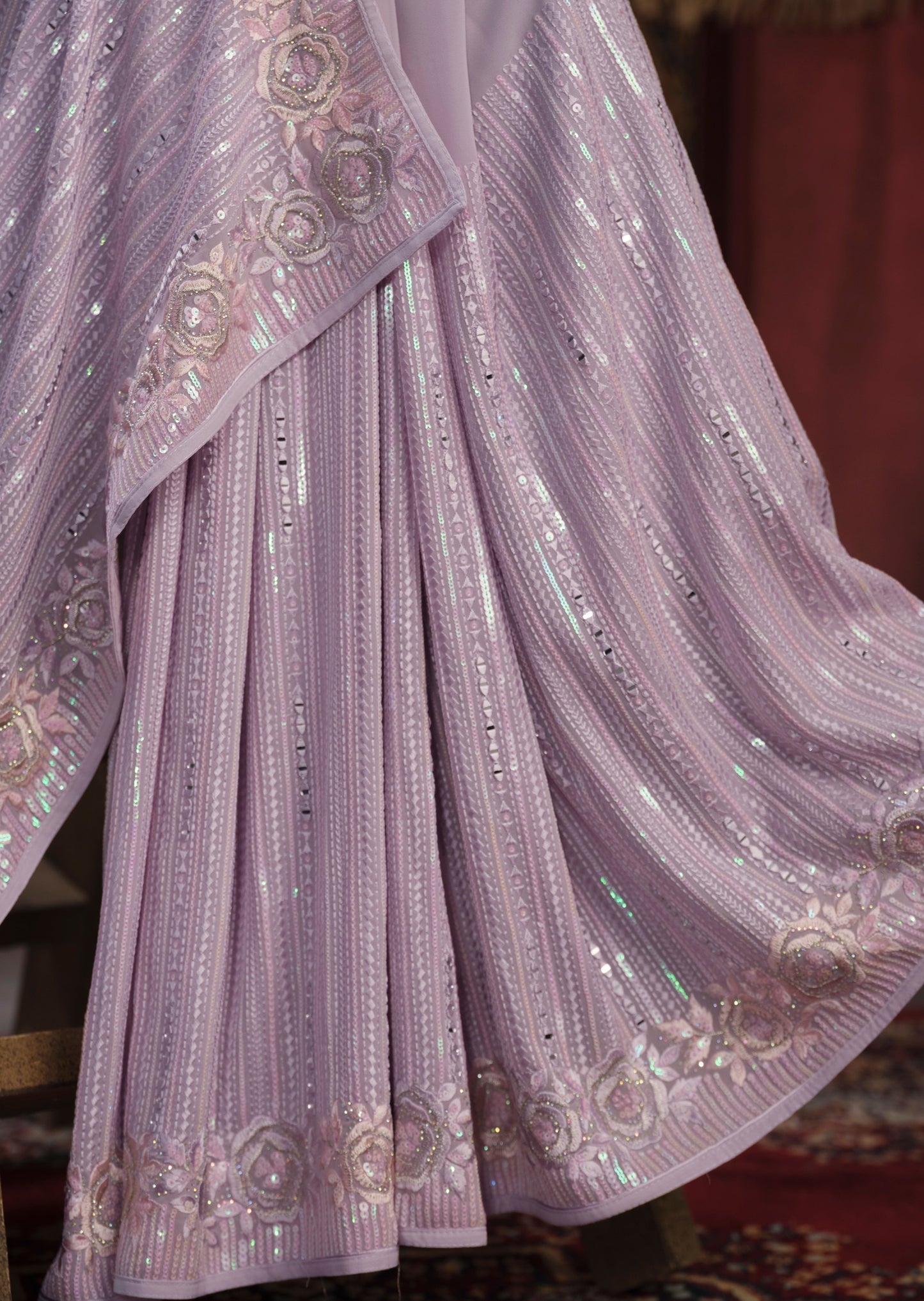 Pure georgette purple saree usa online shopping for indian wedding.