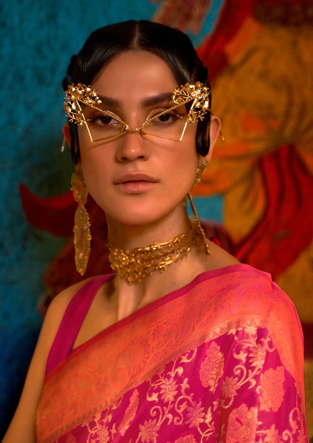 Pure handloom banarasi katan silk magenta pink wedding saree online shopping.
