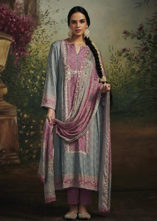 Pure muslin grey pink salwar suit set online shopping usa uk uae for women.