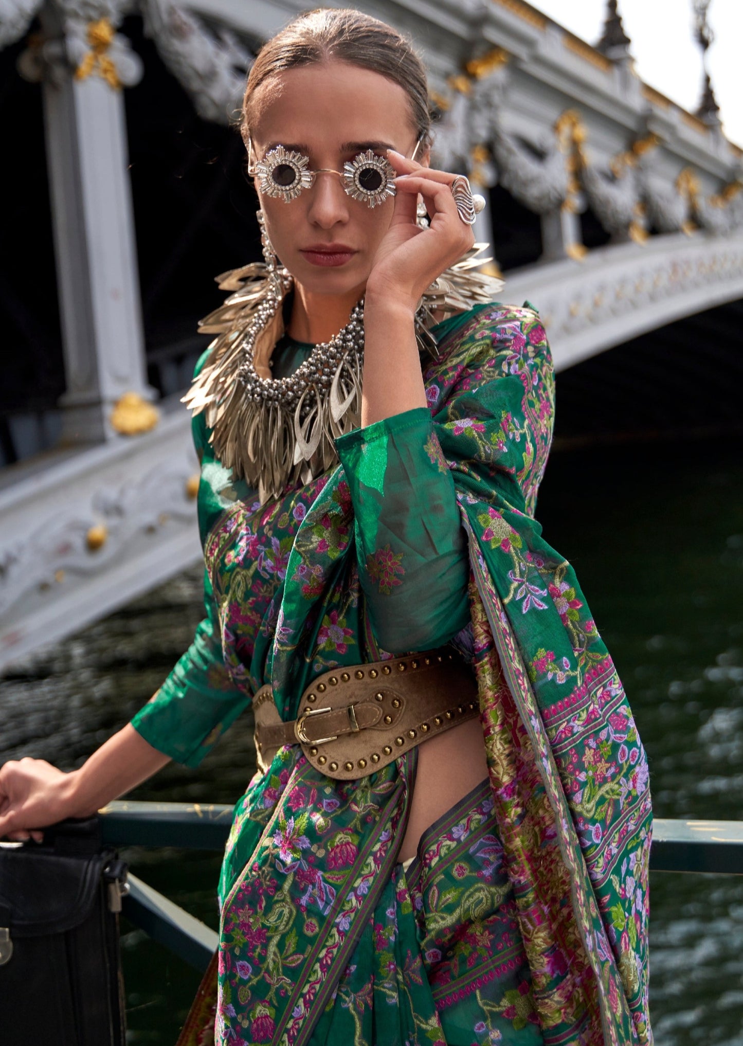 Pure organza embroidery work handloom luxury saree online shopping for wedding uk.