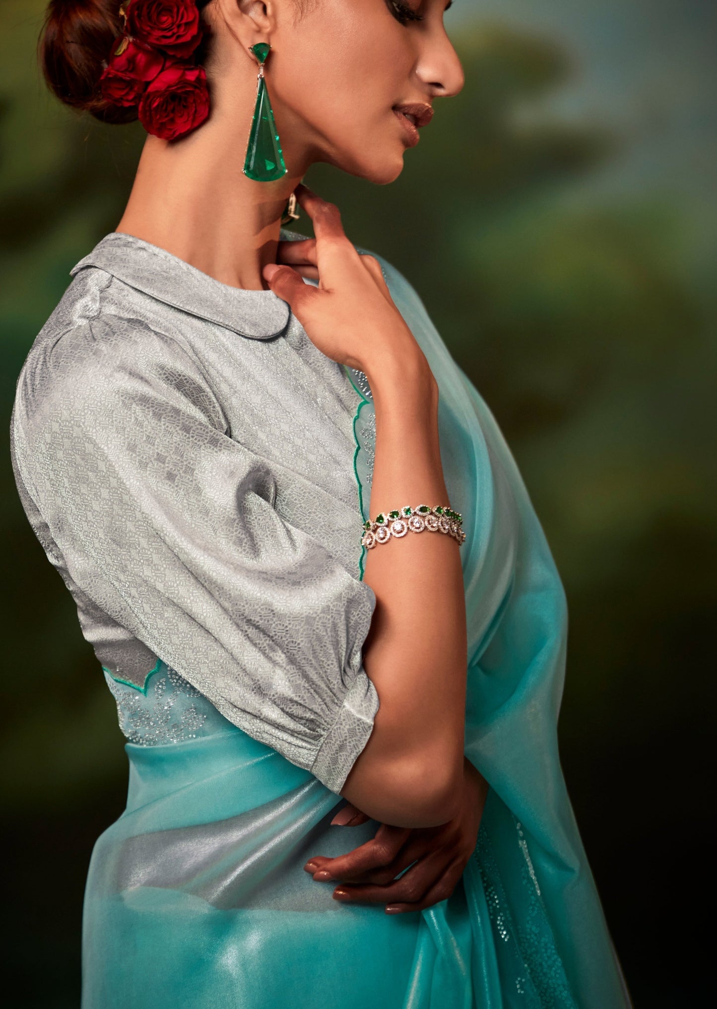 Pure organza silk sarees usa in pastel blue color online shopping with price.
