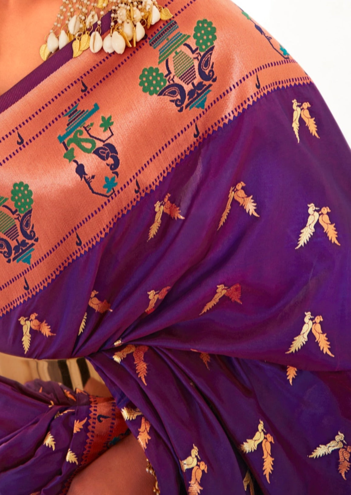 Pure Paithani Silk Violet Purple Bridal Saree