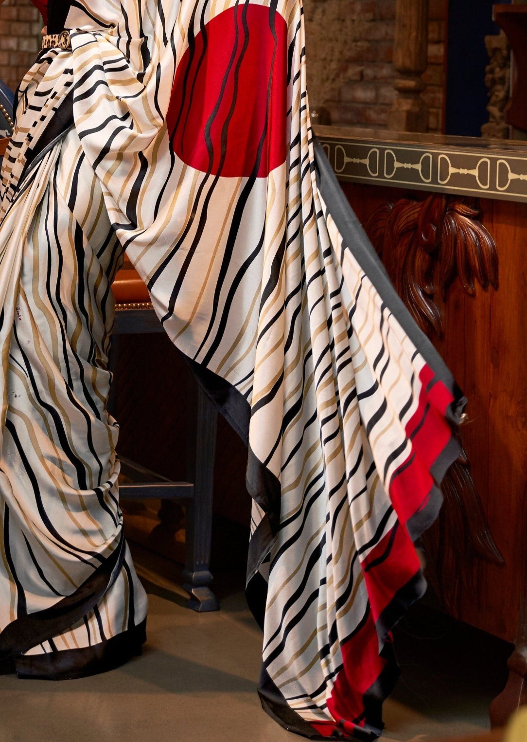 Pure satin silk white saree usa online price with designer red blouse for bridesmaids.