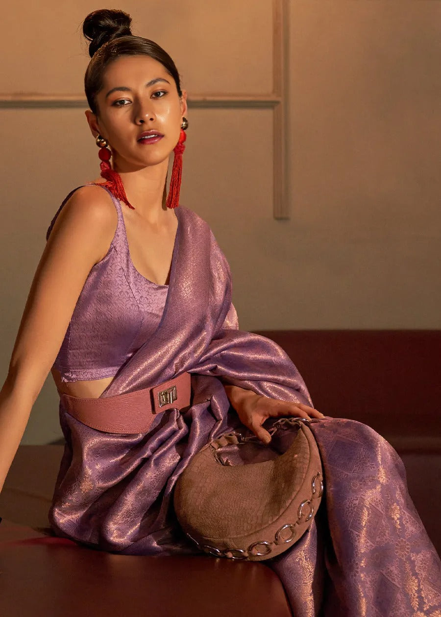 Iris Purple Banarasi Silk Handloom Saree