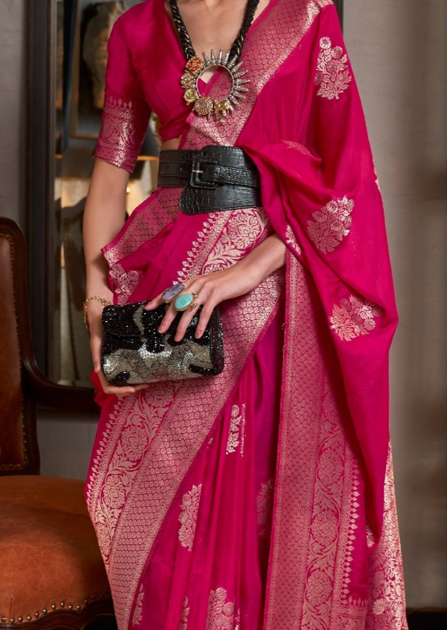 Red khaddi georgette banarasi saree blouse zari work design online price.