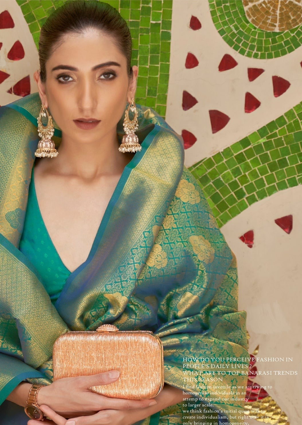 Royal green kanjivaram silk bridal saree online for wedding.