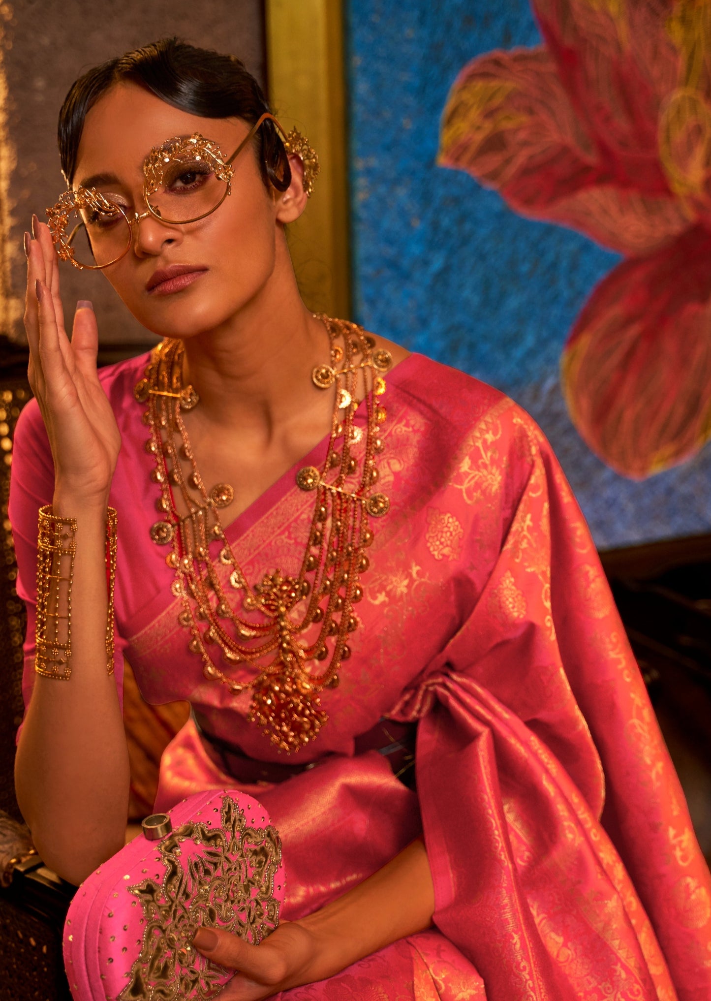Shop pure katan silk banarasi handloom orange saree online with price.