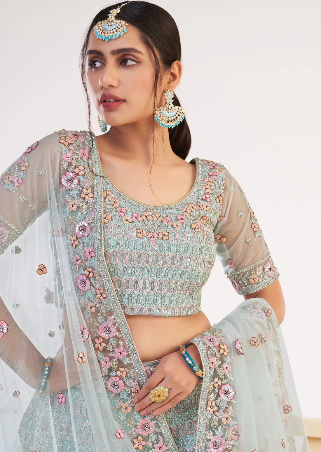 Sky Blue Bridal Lehenga for Wedding