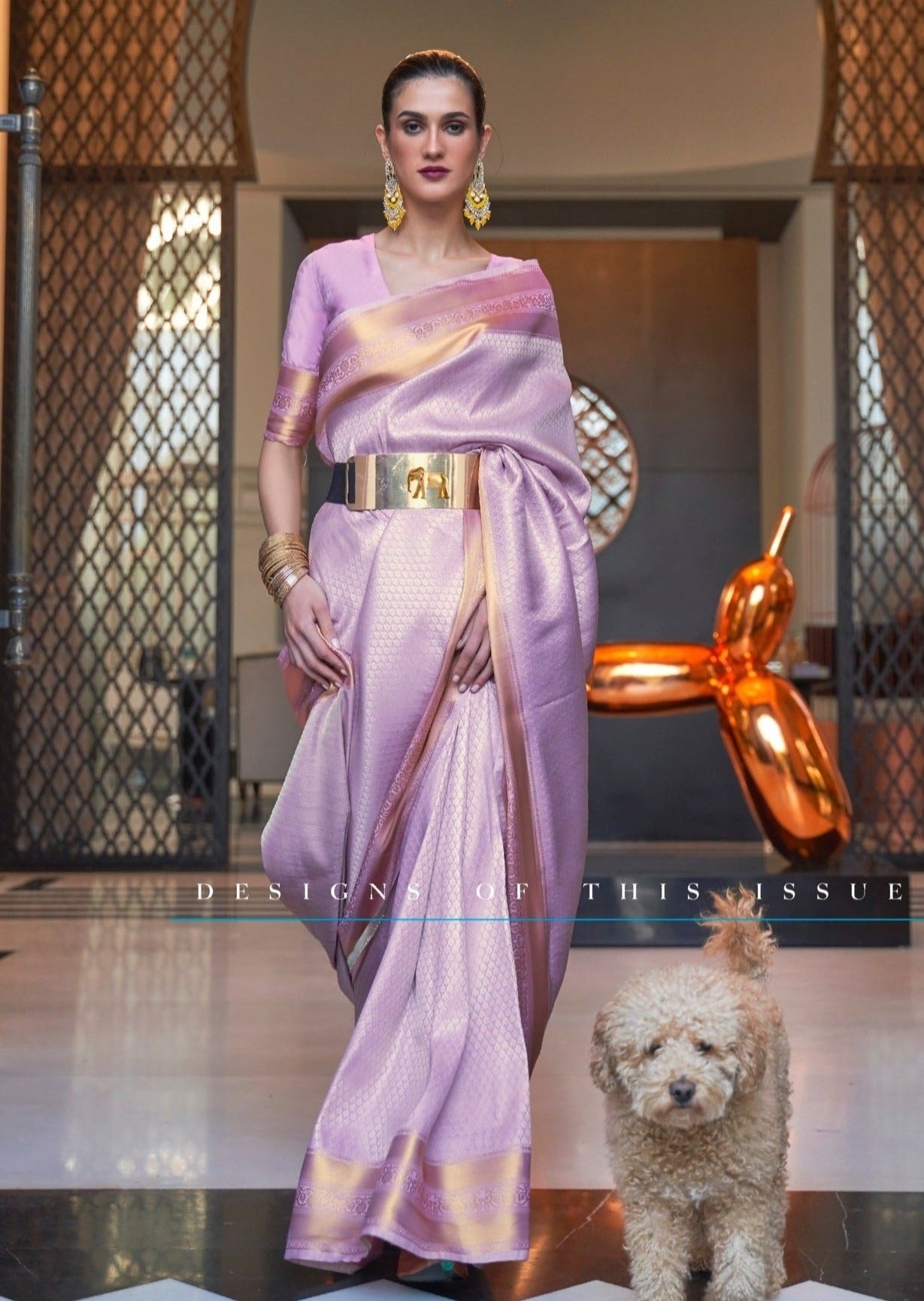 Woman in Soft Banarasi Silk Purple Handloom Saree