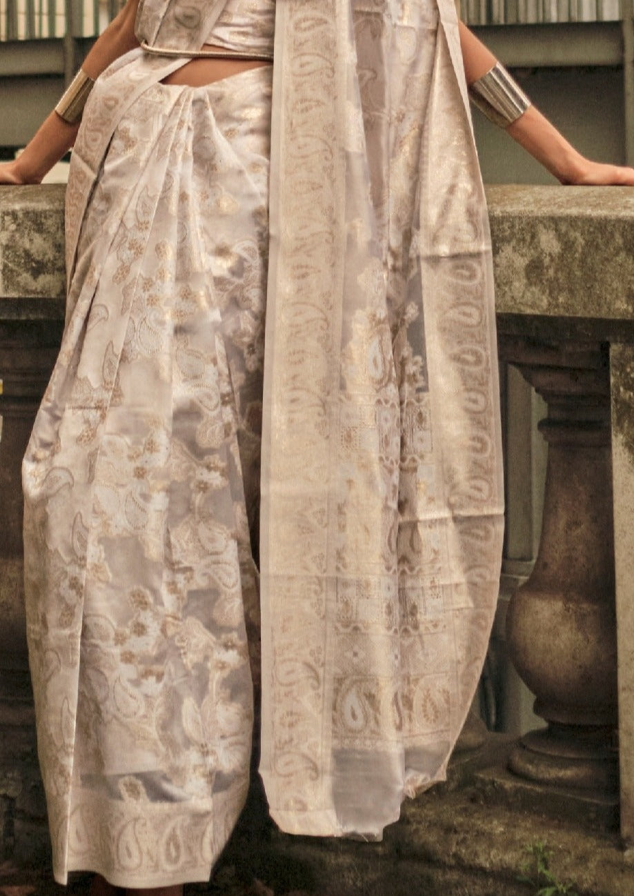 White organza lucknowi chikankari saree design.