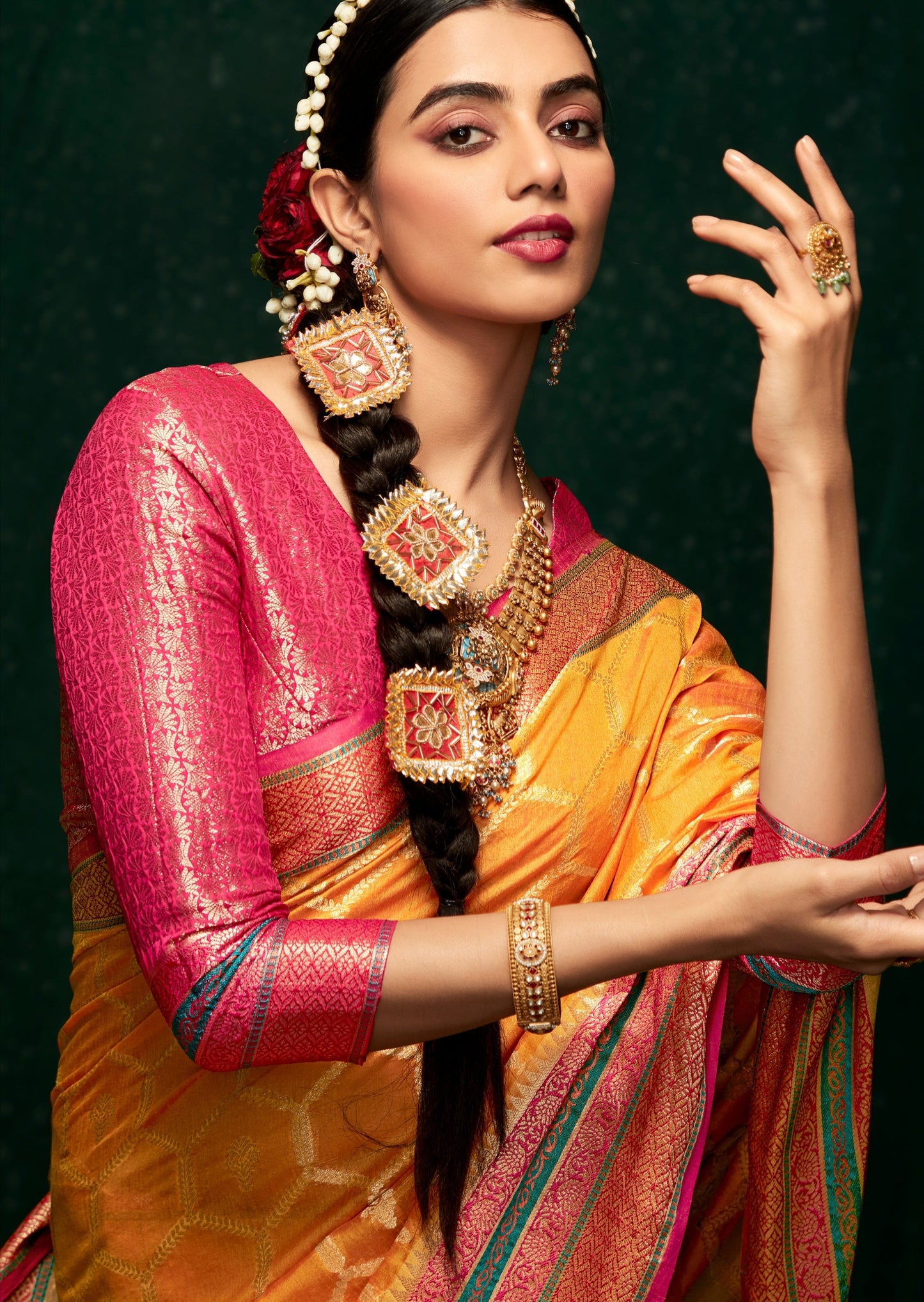 Pure Handloom Banarasi Cotton Silk Yellow Saree