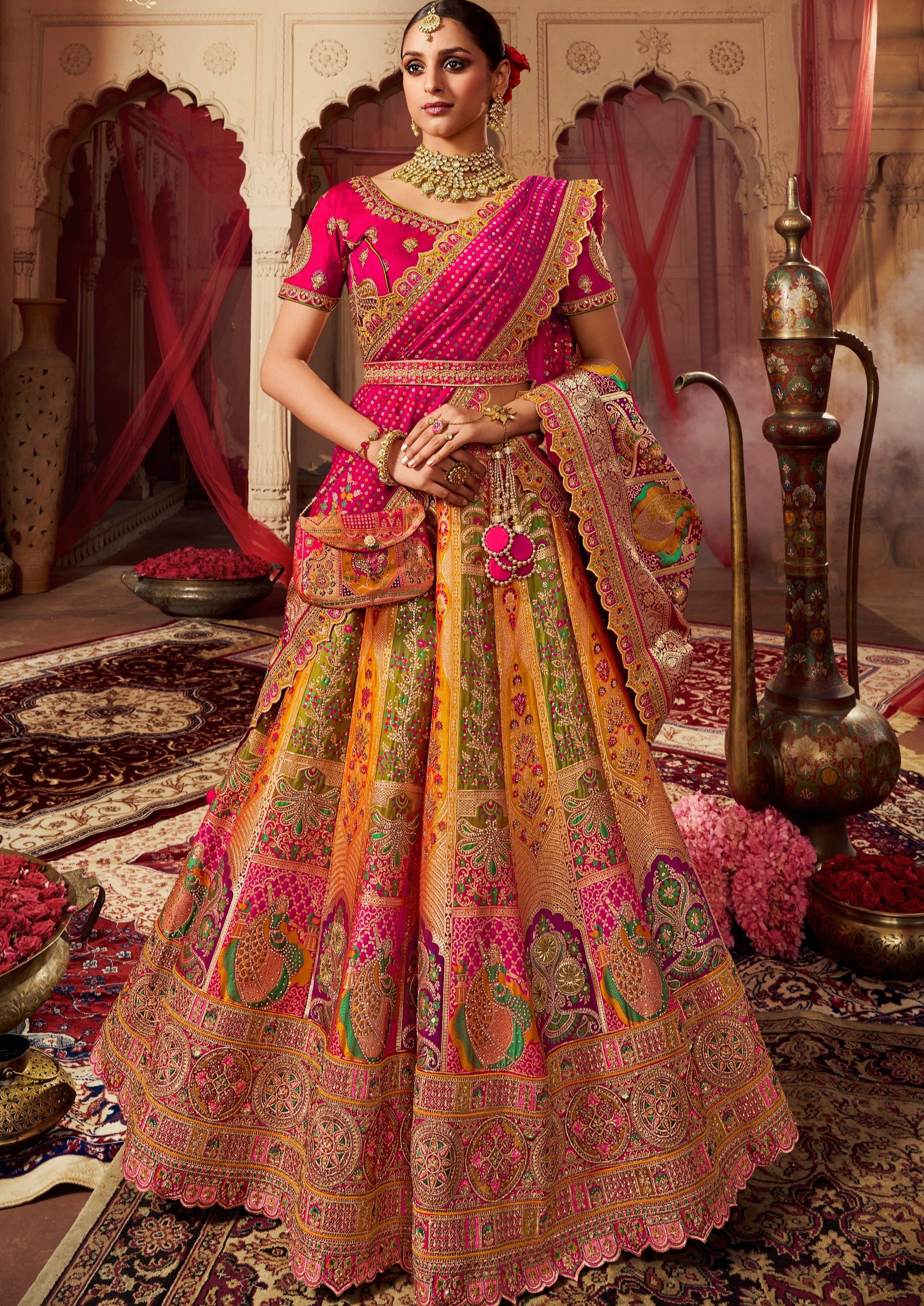 Yellow Unstitched Bridal Lehenga Choli Online For Haldi India USA