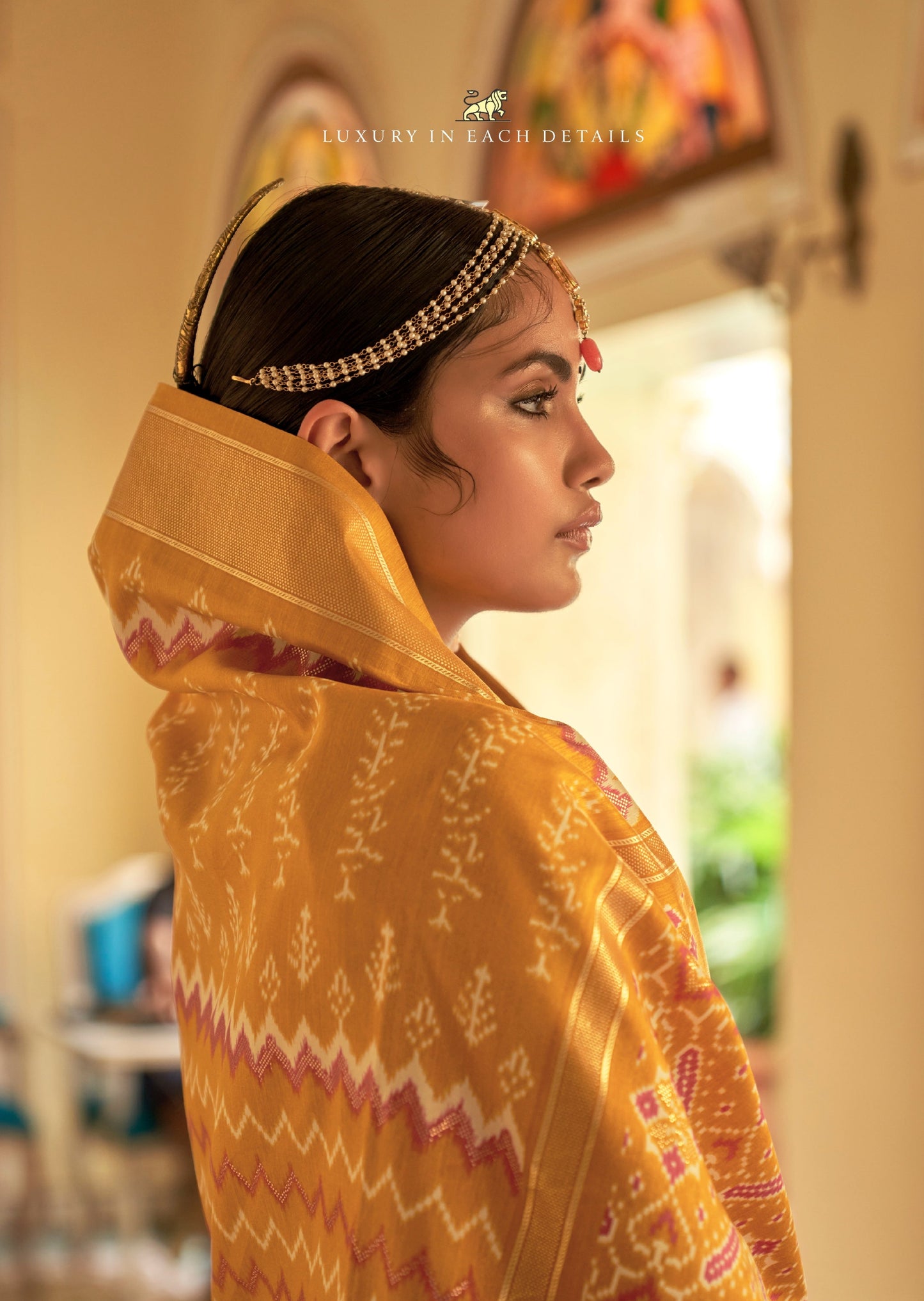 Yellow patola silk saree blouse online shopping bridal designs india with price.