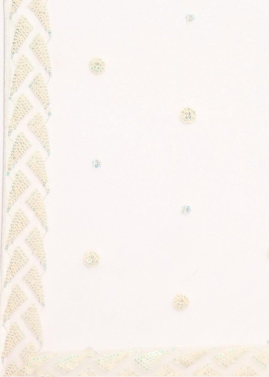 Cream Sequins Work Net Bridesmaids Lehenga Choli