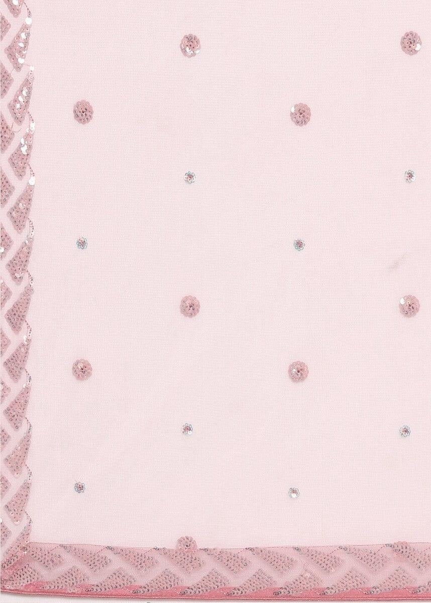 Pastel Pink Sequins Work Net Bridesmaids Lehenga Choli