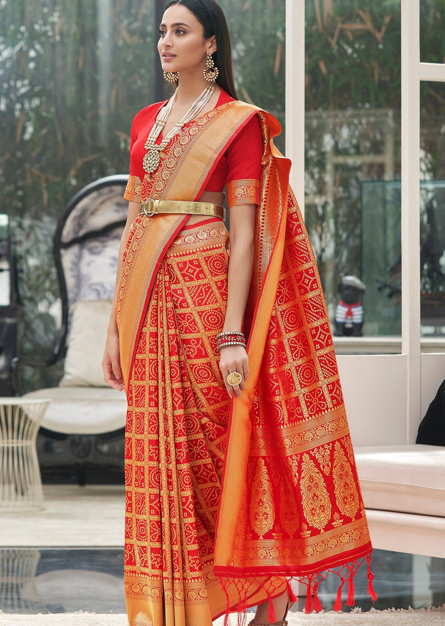 Bandhej Banarasi saree