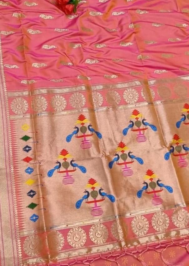 Pure Paithani Silk Handloom Saree with Peacock Pallu