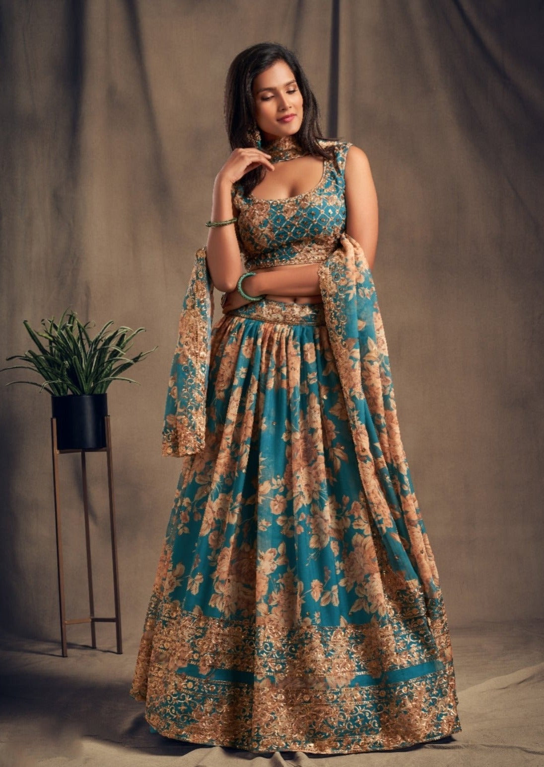 Organza lehenga