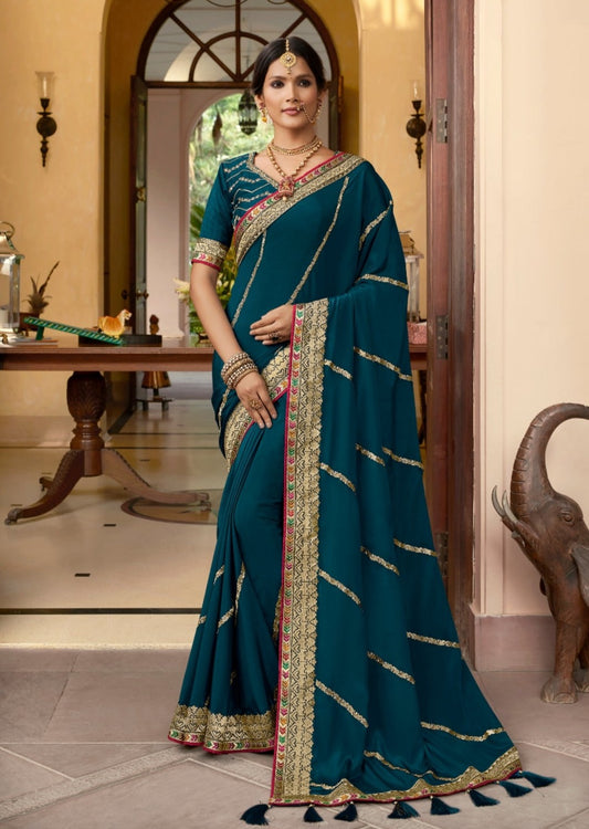 Abira Silk Teal Blue Saree