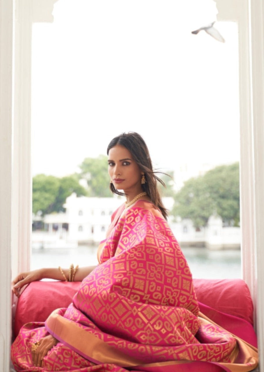 Candy Red Banarasi Silk Saree