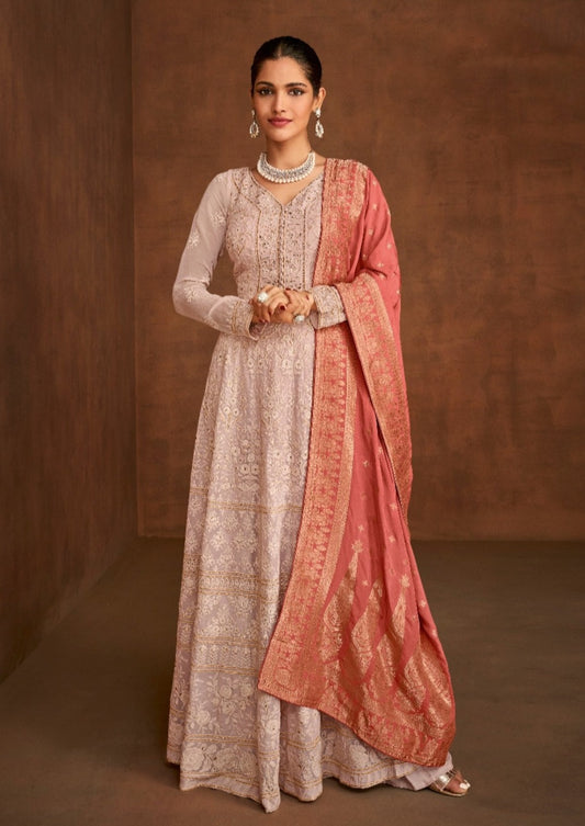 Georgette Champagne Beige Anarkali Suit