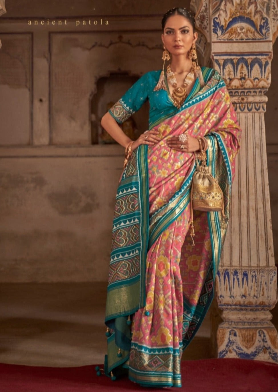Patola Silk Powder Pink Saree
