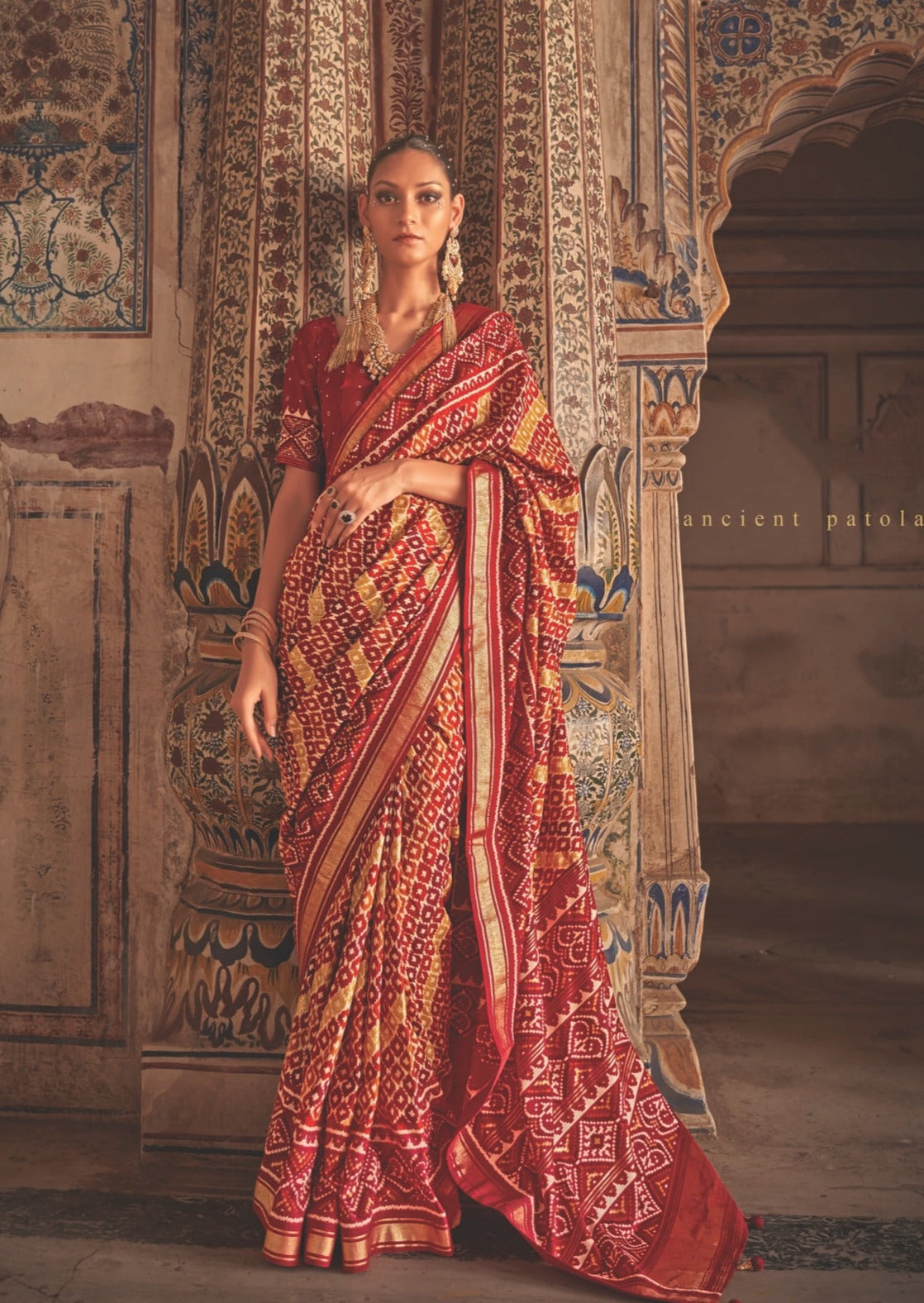 Red and Yellow Patola Saree