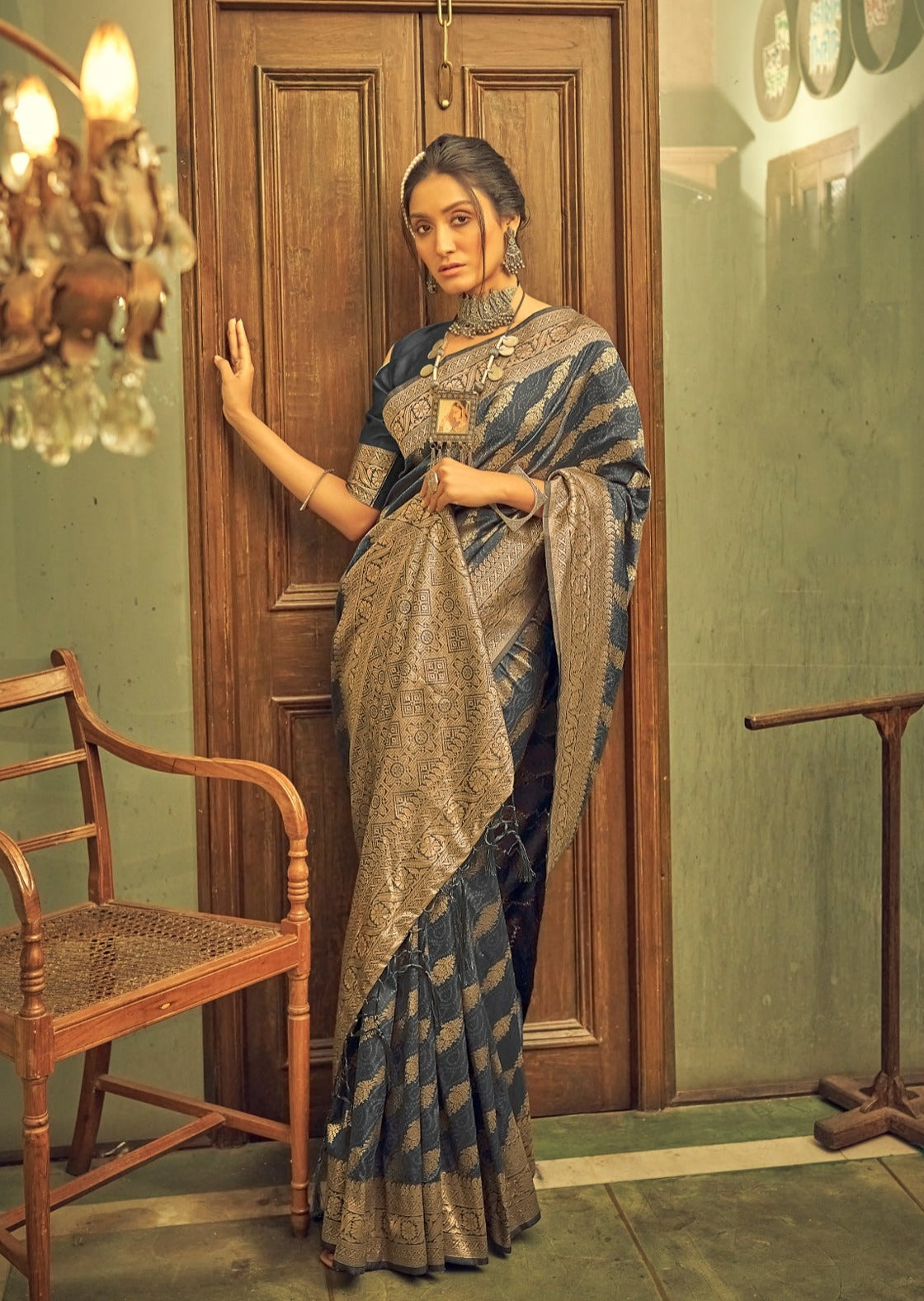 Soft Silk Black Banarasi Saree