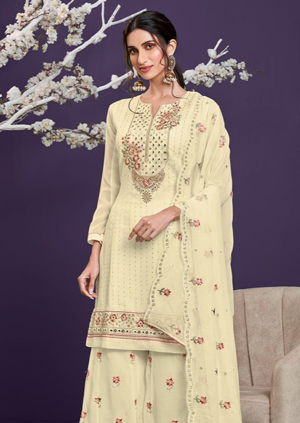 Georgette Cream Sharara Suit