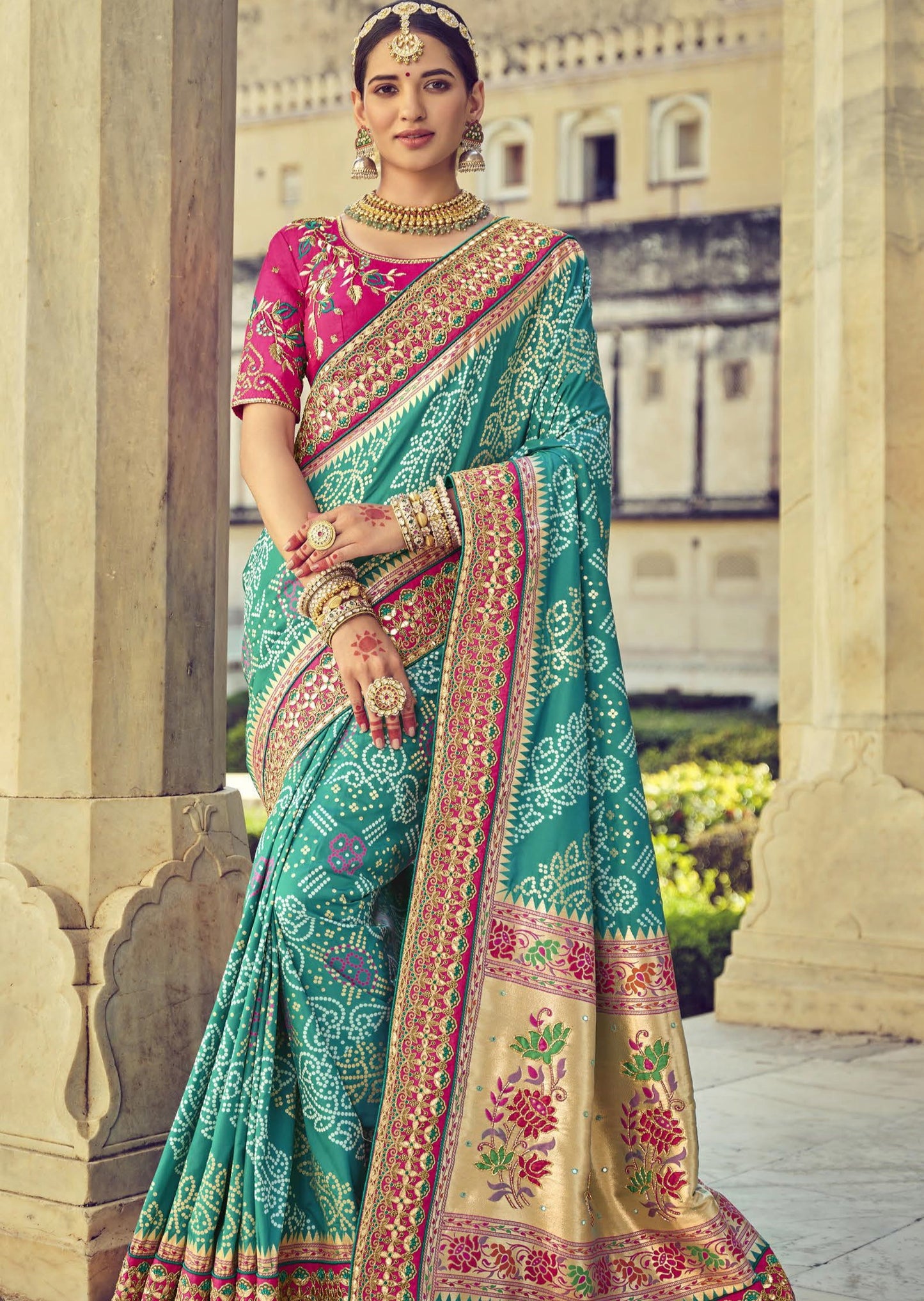 Banarasi Patola Silk Green Bridal Saree